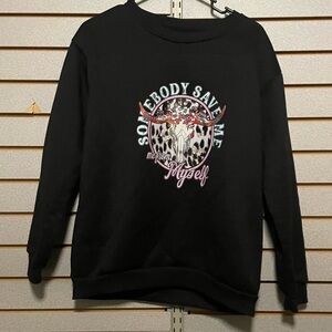 Unbranded Jelly Roll “Somebody Save Me, Me From‎ Myself” Black Crew Women’s Med